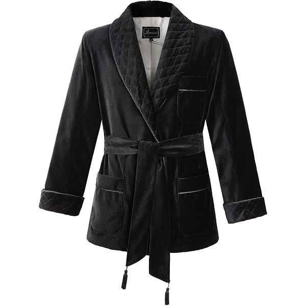 Ascentix Men's Velour Smoking Jacket with Satin Lining, Small